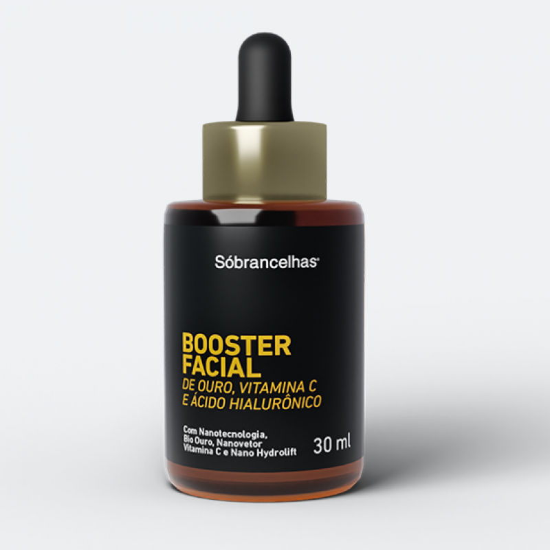 Booster Facial de Ouro, Vitamina C e Ácido Hialurônico 30ml Sóbrancelhas - VALIDADE A PARTIR DE SETEMBRO/2028
