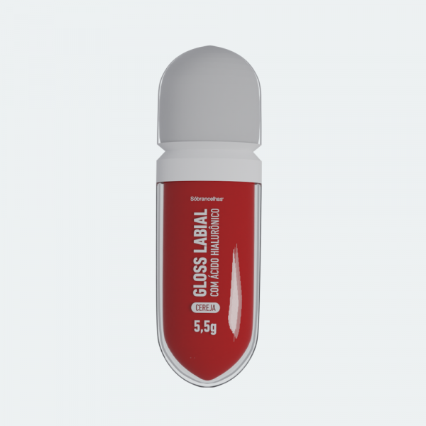 Gloss Labial Cereja com Acido Hialuronico 5,5g Sobrancelhas - VALIDADE A PARTIR DE NOVEMBRO/2027